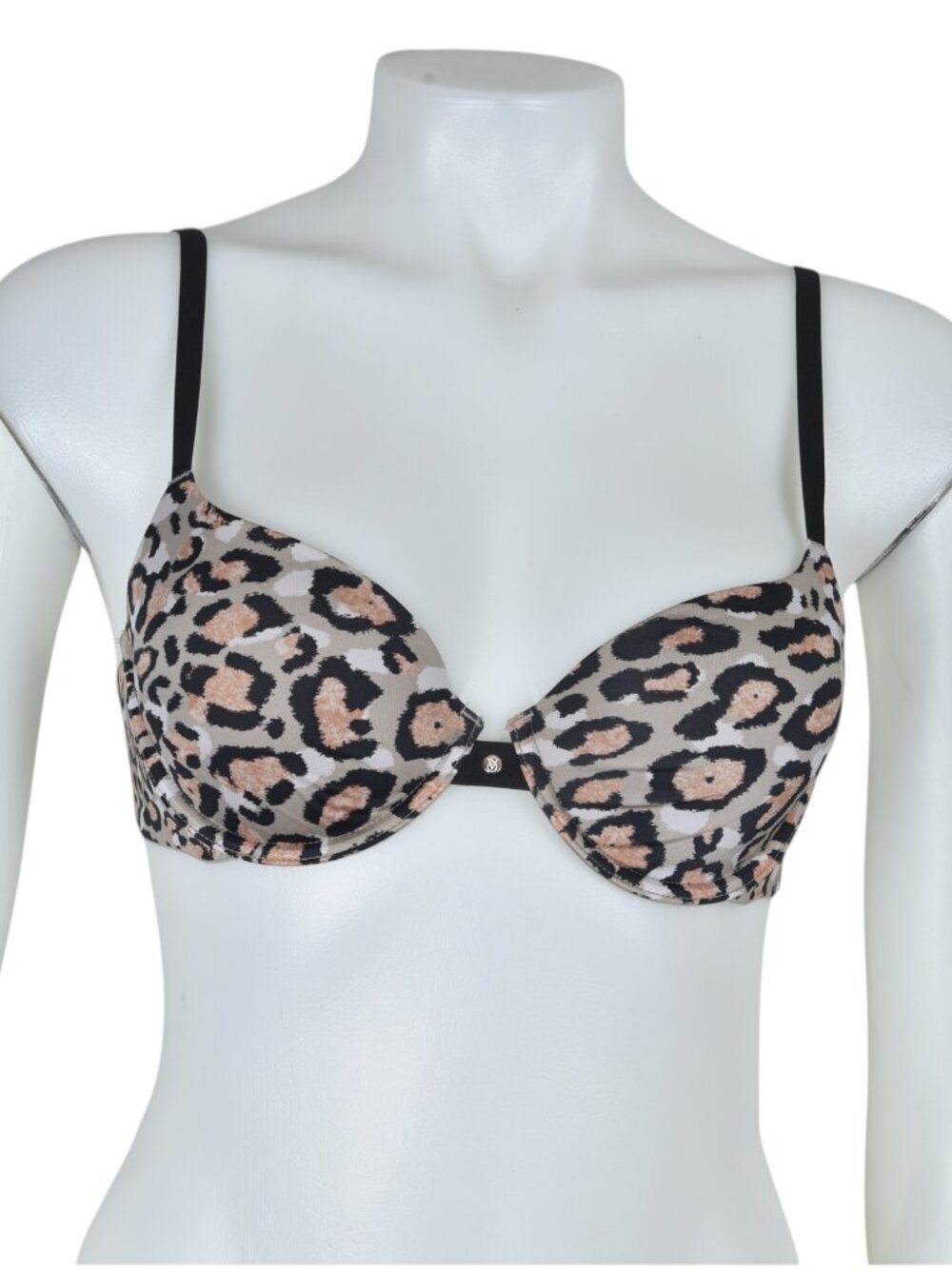 Victoria’s Secret Lined Demi Bra Leopard Cheetah Print 34B Black Tan